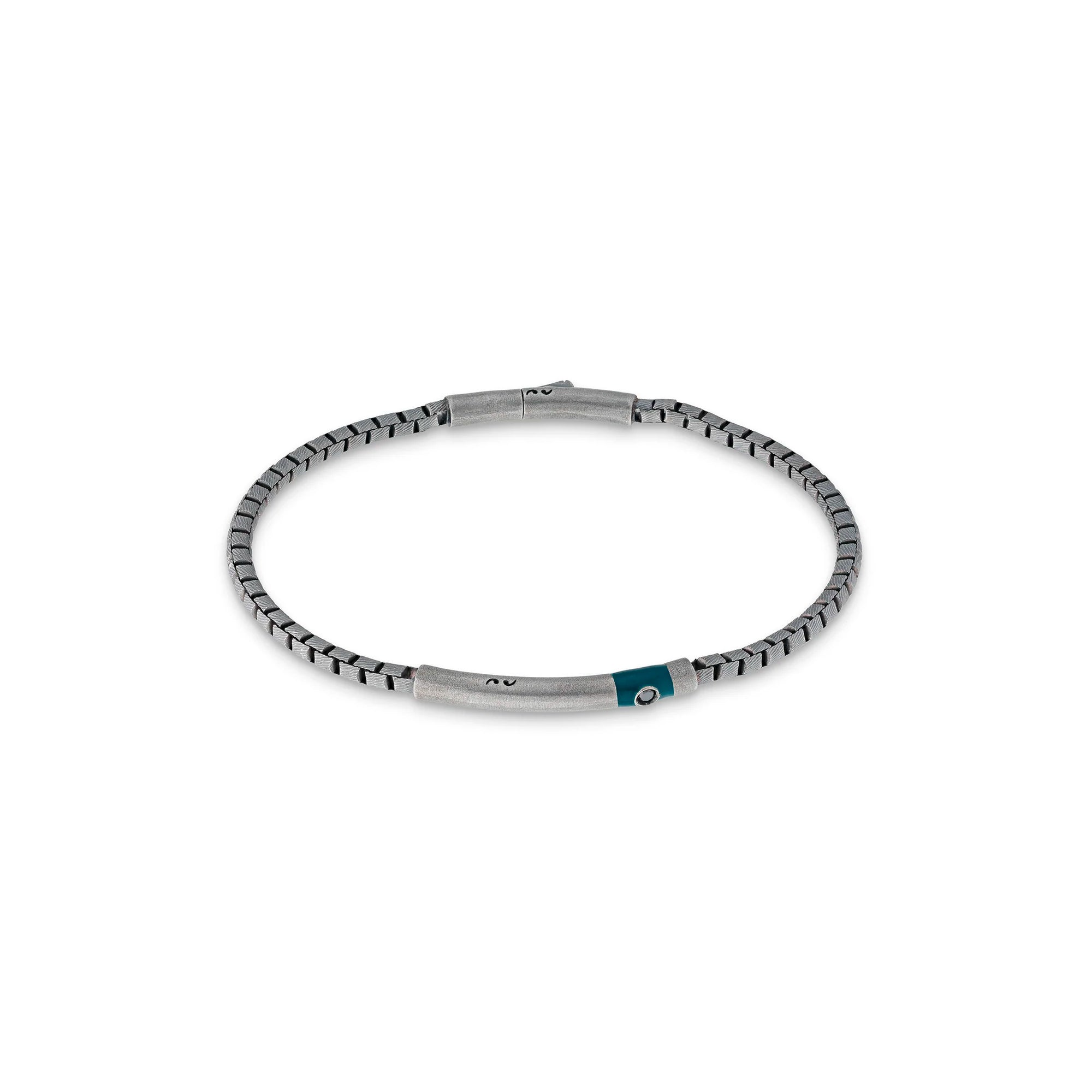 Piocha Delgada Plata Esmalte Verde