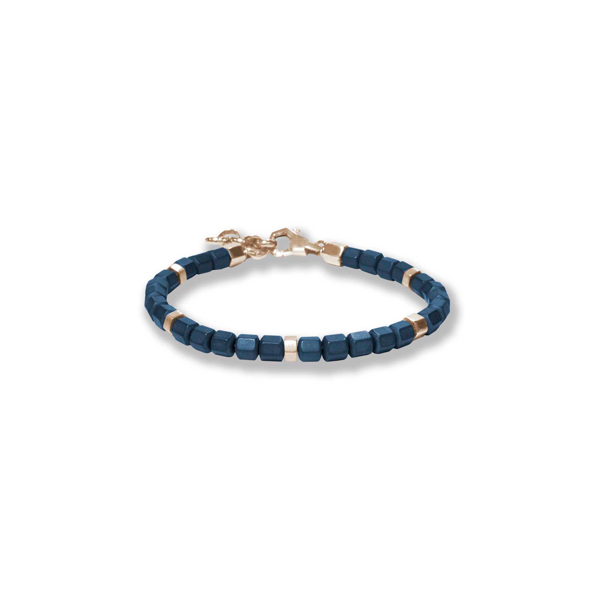 Pulsera Hematite Azul Y Enchape